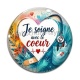Cabochon Verre - je soigne avec le coeur