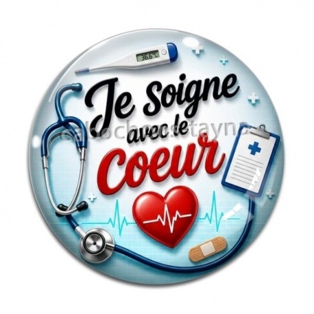 Cabochon Verre - je soigne avec le coeur