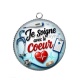 Pendentif Cabochon Argent - je soigne avec le coeur
