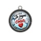 Pendentif Cabochon Argent - je soigne avec le coeur