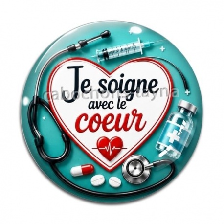 Cabochon Verre - je soigne avec le coeur