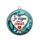 Pendentif Cabochon Argent - je soigne avec le coeur