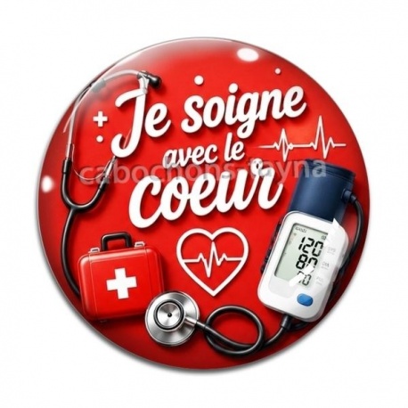 Cabochon Verre - je soigne avec le coeur
