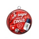 Pendentif Cabochon Argent - je soigne avec le coeur