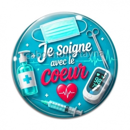 Cabochon Verre - je soigne avec le coeur