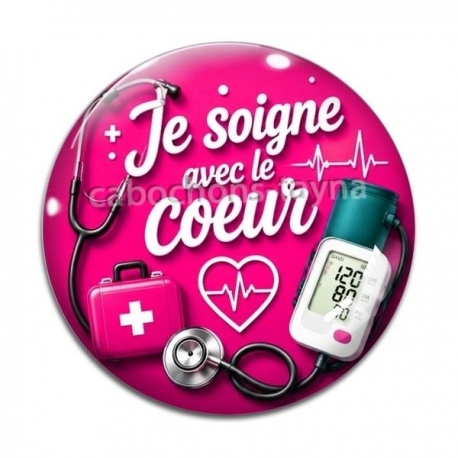 Cabochon Verre - je soigne avec le coeur
