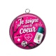 Pendentif Cabochon Argent - je soigne avec le coeur