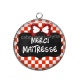 Pendentif Cabochon Argent - merci maîtresse