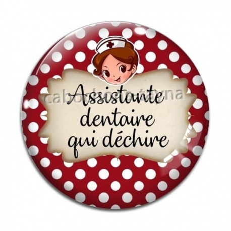 Cabochon Verre - assistante dentaire qui déchire
