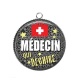Pendentif Cabochon Argent - médecin qui déchire
