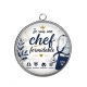 Pendentif Cabochon Argent - je suis une chef formidable