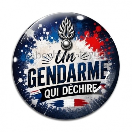 Cabochon Verre - un gendarme qui déchire