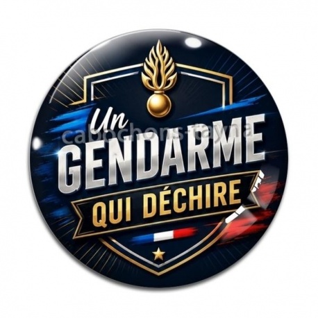 Cabochon Verre - un gendarme qui déchire