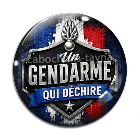 Cabochon Verre - un gendarme qui déchire