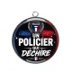 Pendentif Cabochon Argent - un policier qui déchire