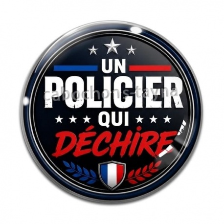Cabochon Verre - un policier qui déchire