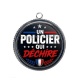 Pendentif Cabochon Argent - un policier qui déchire