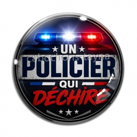 Cabochon Verre - un policier qui déchire