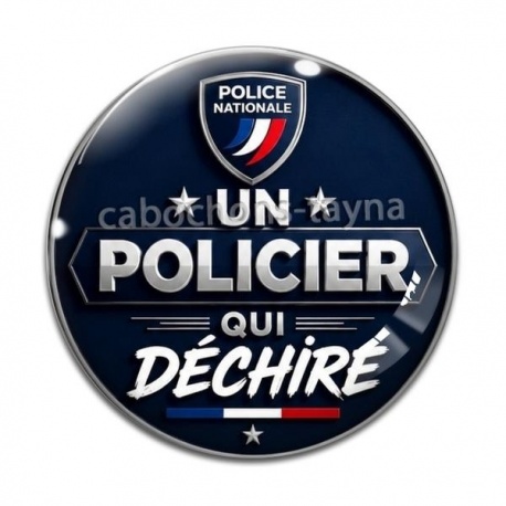 Cabochon Verre - un policier qui déchire