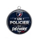 Pendentif Cabochon Argent - un policier qui déchire