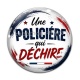 Cabochon Verre - une policière qui déchire