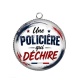 Pendentif Cabochon Argent - une policière qui déchire
