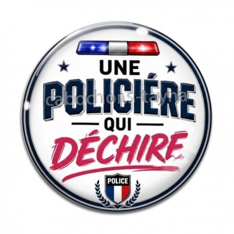 Cabochon Verre - une policière qui déchire