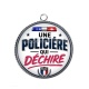 Pendentif Cabochon Argent - une policière qui déchire