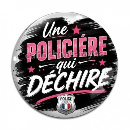 Cabochon Verre - une policière qui déchire