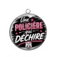 Pendentif Cabochon Argent - une policière qui déchire