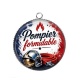 Pendentif Cabochon Argent - pompier formidable