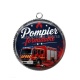 Pendentif Cabochon Argent - pompier formidable
