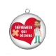 Pendentif Cabochon Argent - infirmier qui déchire