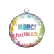 Pendentif Cabochon Argent - merci maîtresse
