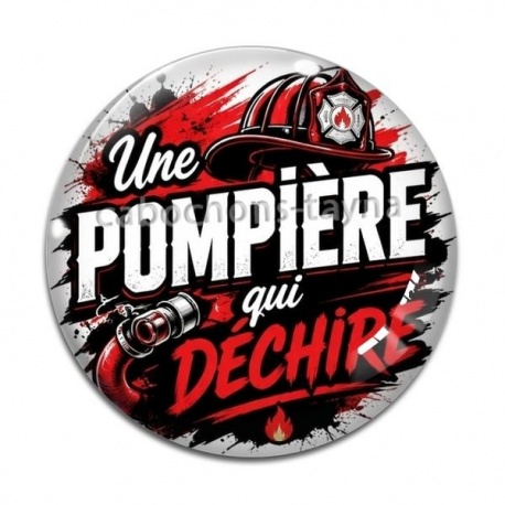 Cabochon Verre - une pompière qui déchire, pompier femme