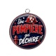 Pendentif Cabochon Argent - une pompière qui déchire, pompier femme