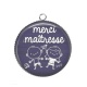 Pendentif Cabochon Argent - merci maîtresse