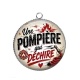 Pendentif Cabochon Argent - une pompière qui déchire, pompier femme