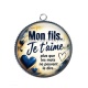 Pendentif Cabochon Argent - mon fils je t'aime