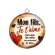Pendentif Cabochon Argent - mon fils je t'aime