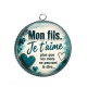 Pendentif Cabochon Argent - mon fils je t'aime