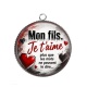 Pendentif Cabochon Argent - mon fils je t'aime