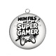 Pendentif Cabochon Argent - mon fils est un super gamer