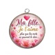 Pendentif Cabochon Argent - ma fille je t'aime plus que les mots ne peuvent le dire