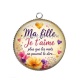 Pendentif Cabochon Argent - ma fille je t'aime plus que les mots ne peuvent le dire