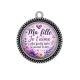 Pendentif Cabochon Argent - ma fille je t'aime plus que les mots ne peuvent le dire