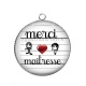 Pendentif Cabochon Argent - merci maîtresse