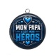 Pendentif Cabochon Argent - mon papa c'est mon héros