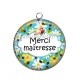 Pendentif Cabochon Argent - merci maîtresse