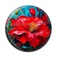 Cabochon Résine - fleur rouge